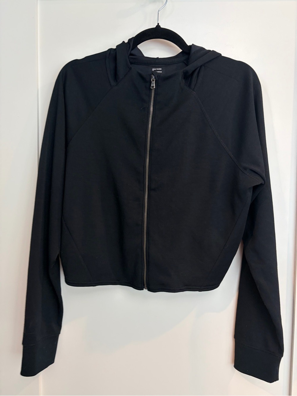 Gilly Hicks Black Cropped Zip Hoodie Jacket Medium